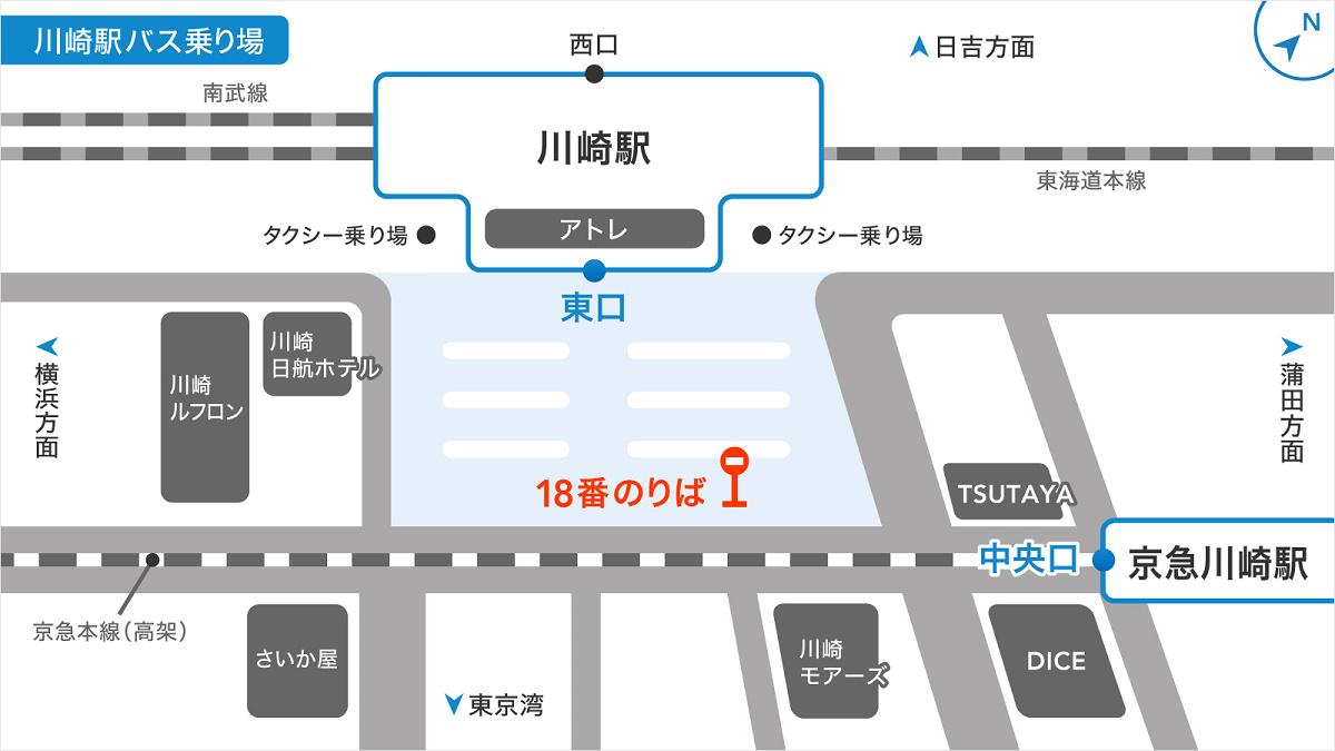 川崎駅のバス乗り場