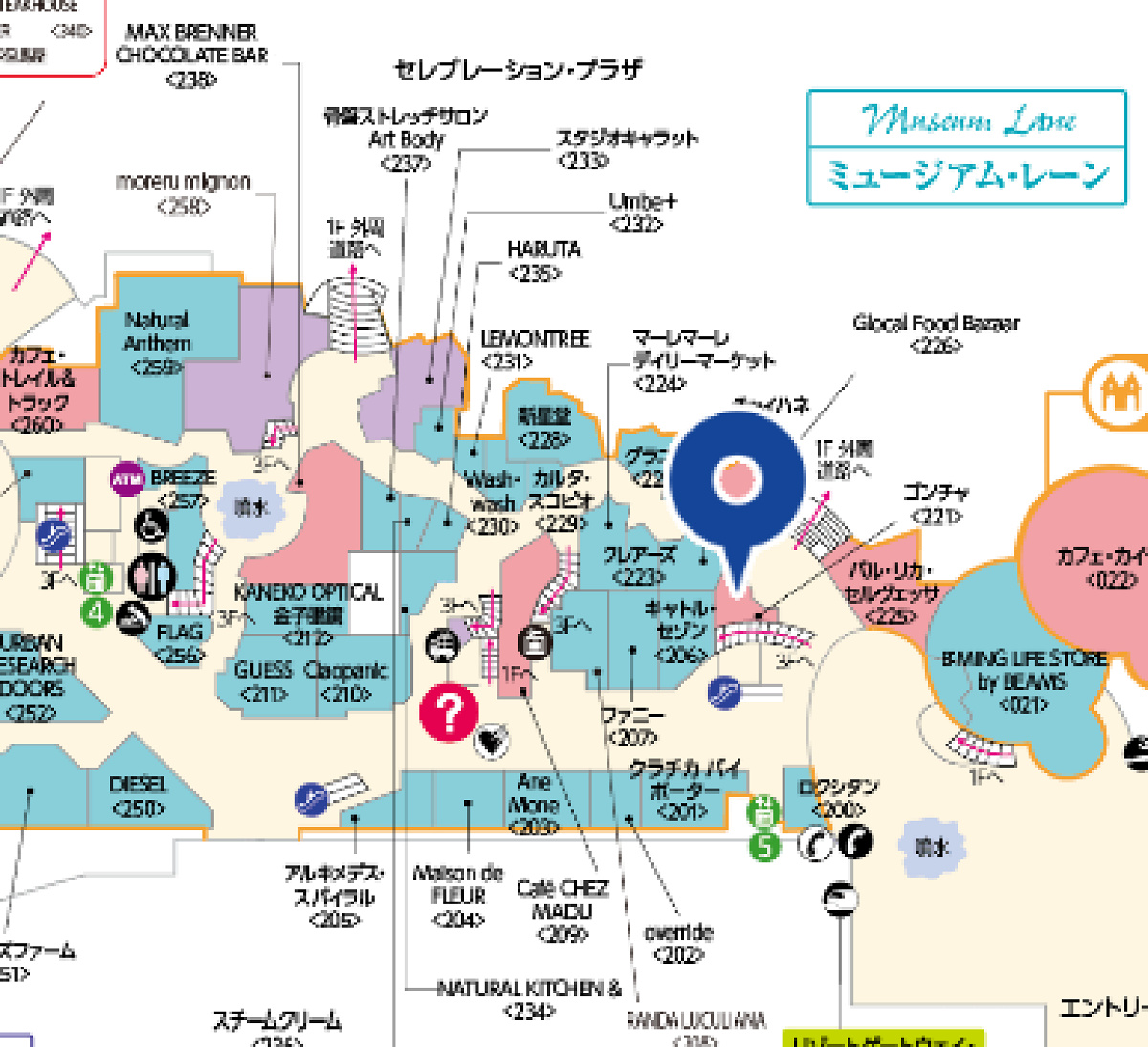 ミュージアム・レーンの地図