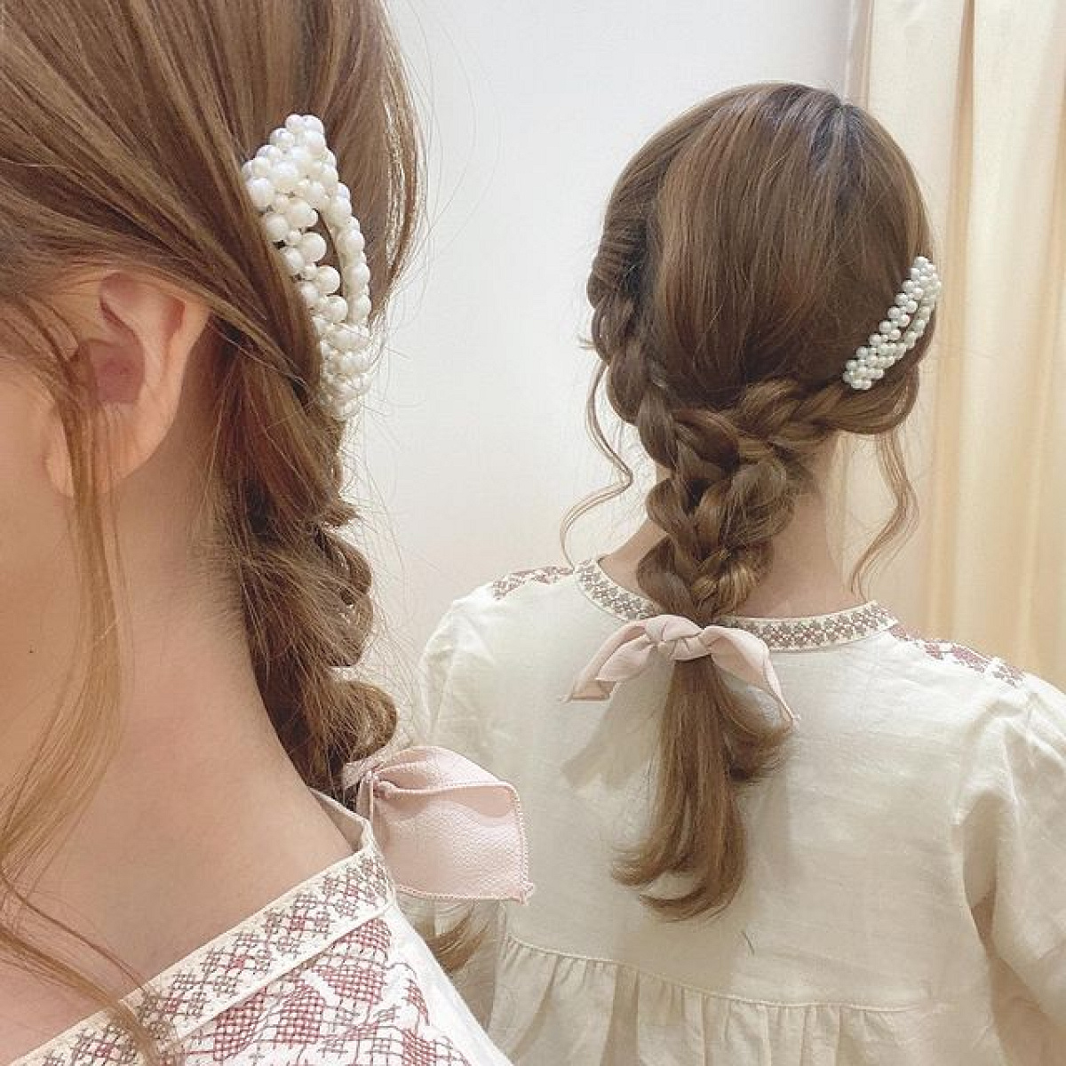 リボン×ヘアクリップアレンジ