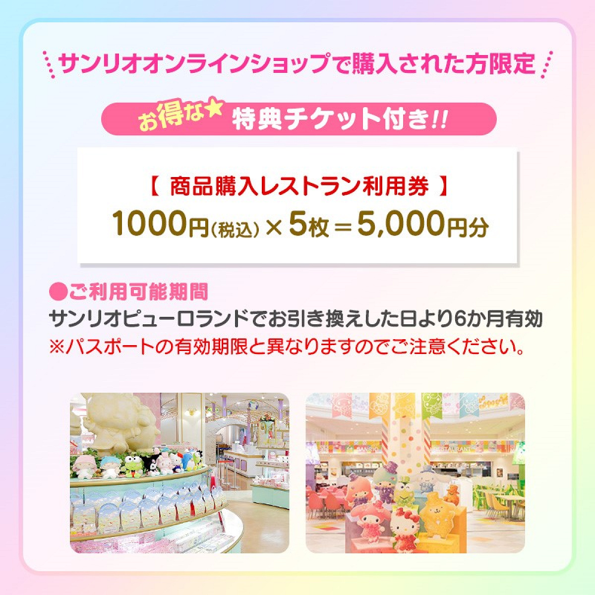 サンリオオンラインショップ　年間パスポート引換券（大人）の特典