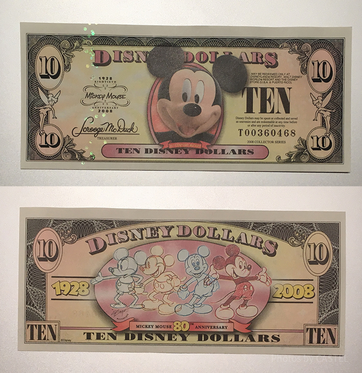 【ディズニー】ミニーマウス　ノベルティ　ドル紙幣 10ドル紙幣：ミッキーデザイン| キャステル | CASTEL ディズニー情報