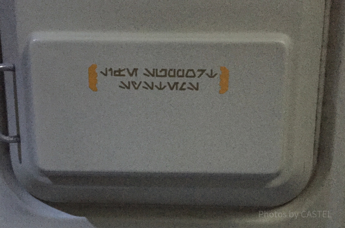 スターツアーズの機内に書かれているオーラベッシュ