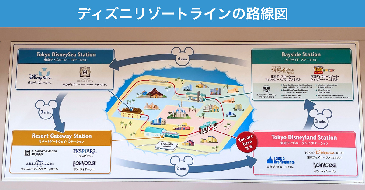 ディズニーリゾートラインの路線図