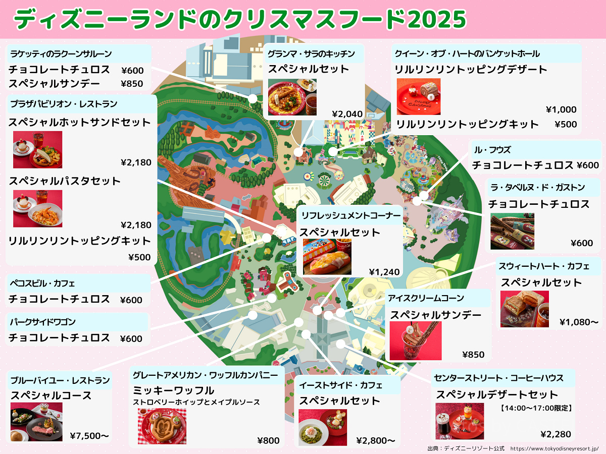 【マップ】ディズニーランドのクリスマスフード