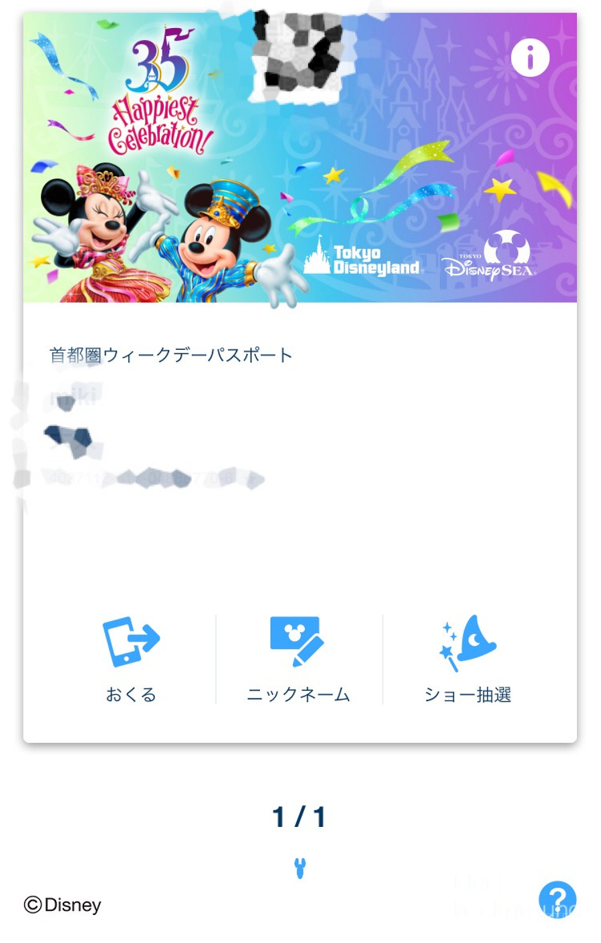 スマホ画面のeチケット| キャステル | CASTEL ディズニー情報