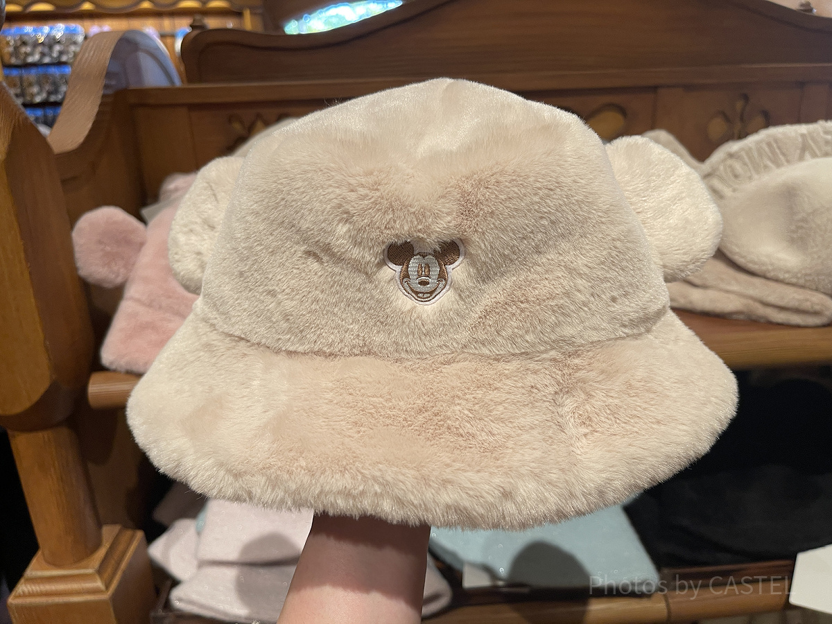 ミッキー耳付きふわふわバケットハット（ベージュ）| キャステル