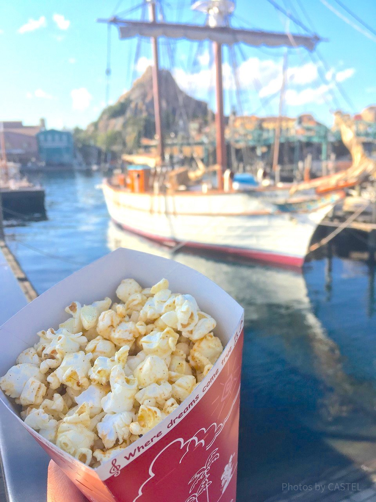 ディズニーシーの食べ物：ポップコーン（ガーリックシュリンプ味）