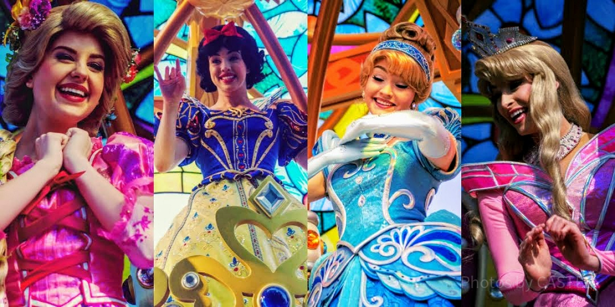 左からラプンツェル・白雪姫・シンデレラ・オーロラ姫| キャステル