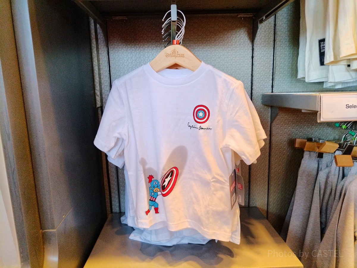 香港ディズニーマーベルグッズ：キャプテンアメリカの白Tシャツ