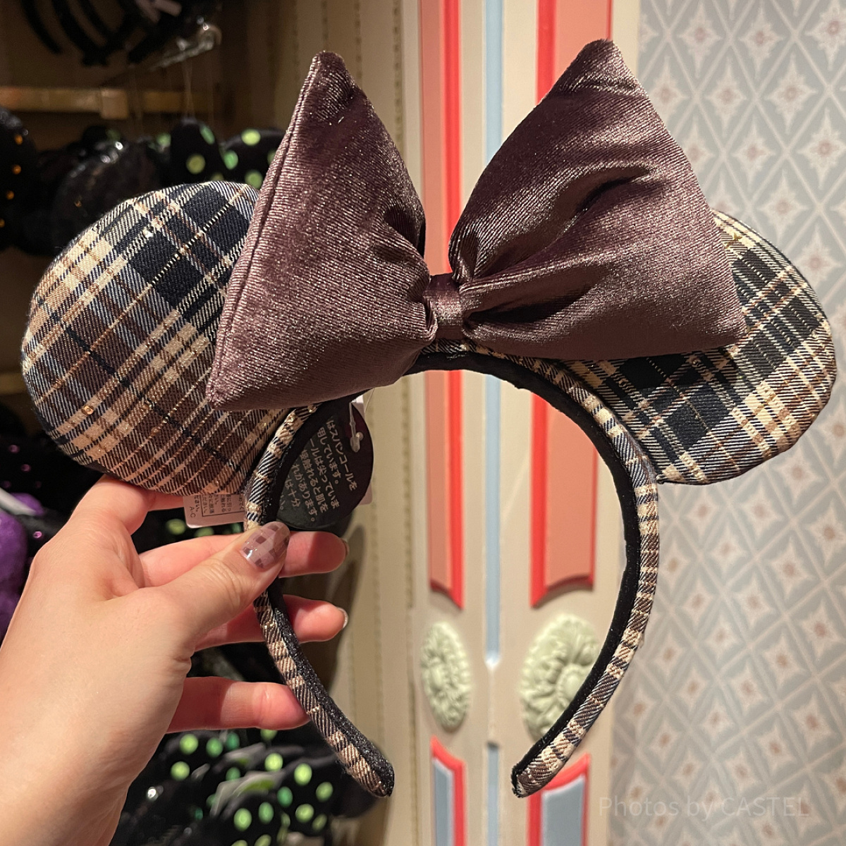 ミニーマウス カチューシャ チェック柄 新作 ディズニー ミニー カチューシャ チェック柄 赤リボン