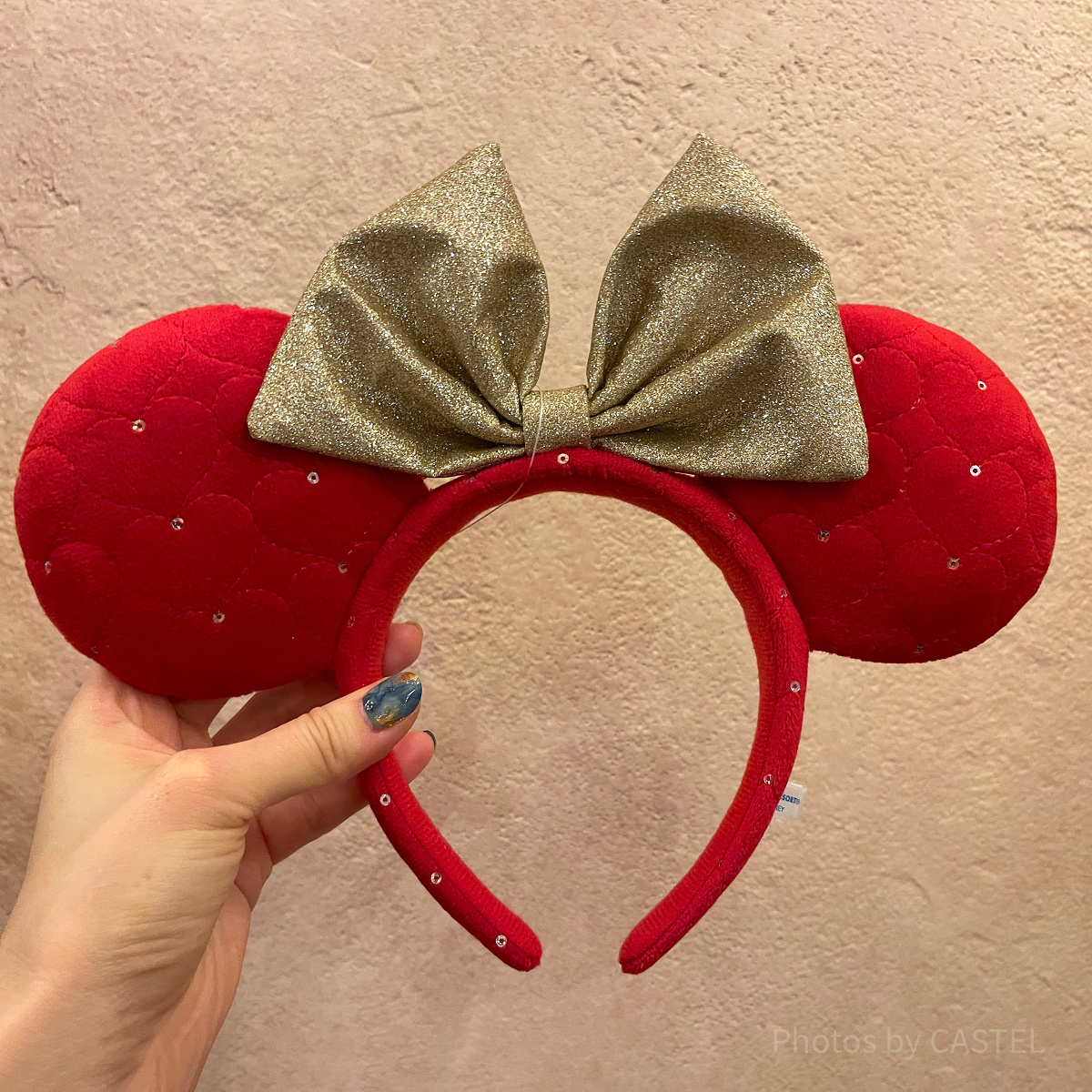 ミニーリボンハートキルティングカチューシャ（赤）