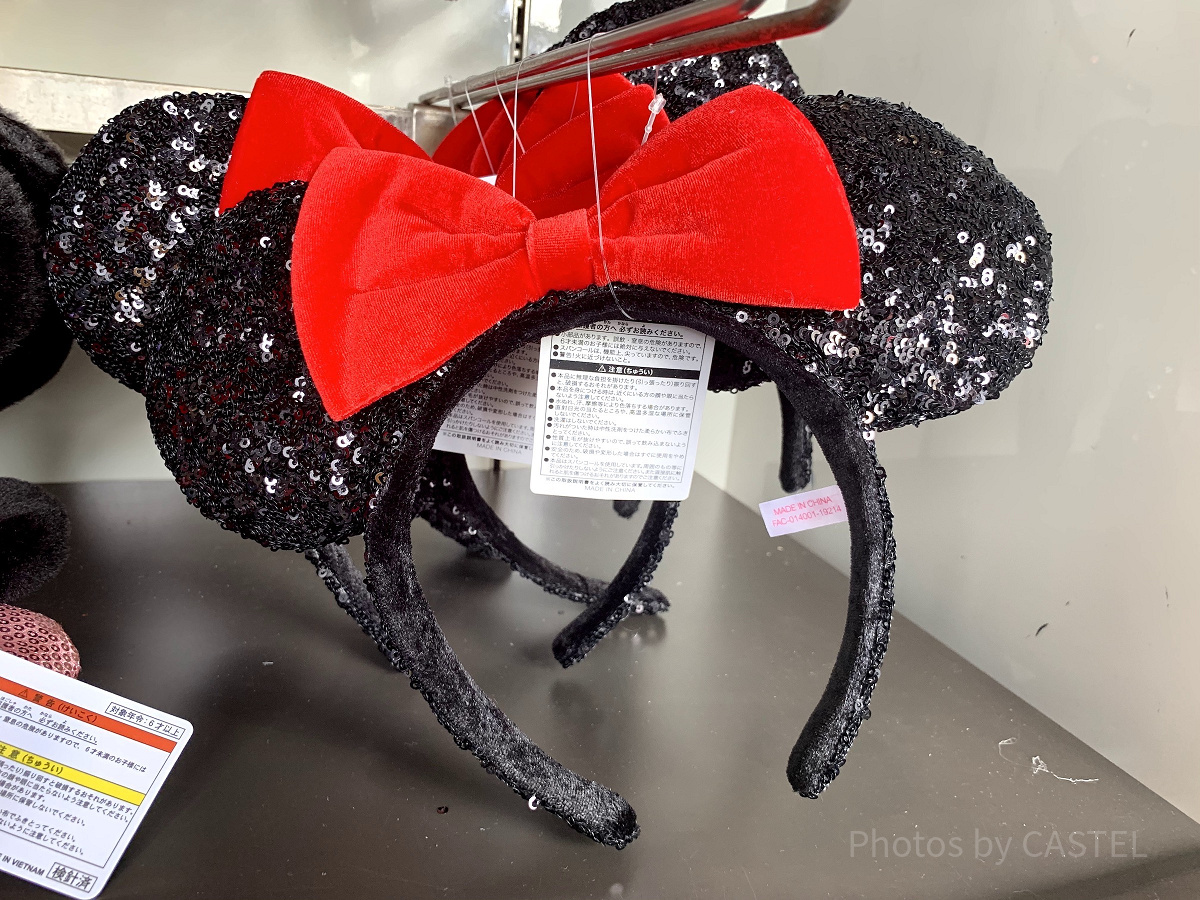 ミニースパンコールカチューシャ（ベルベットリボン／レッド