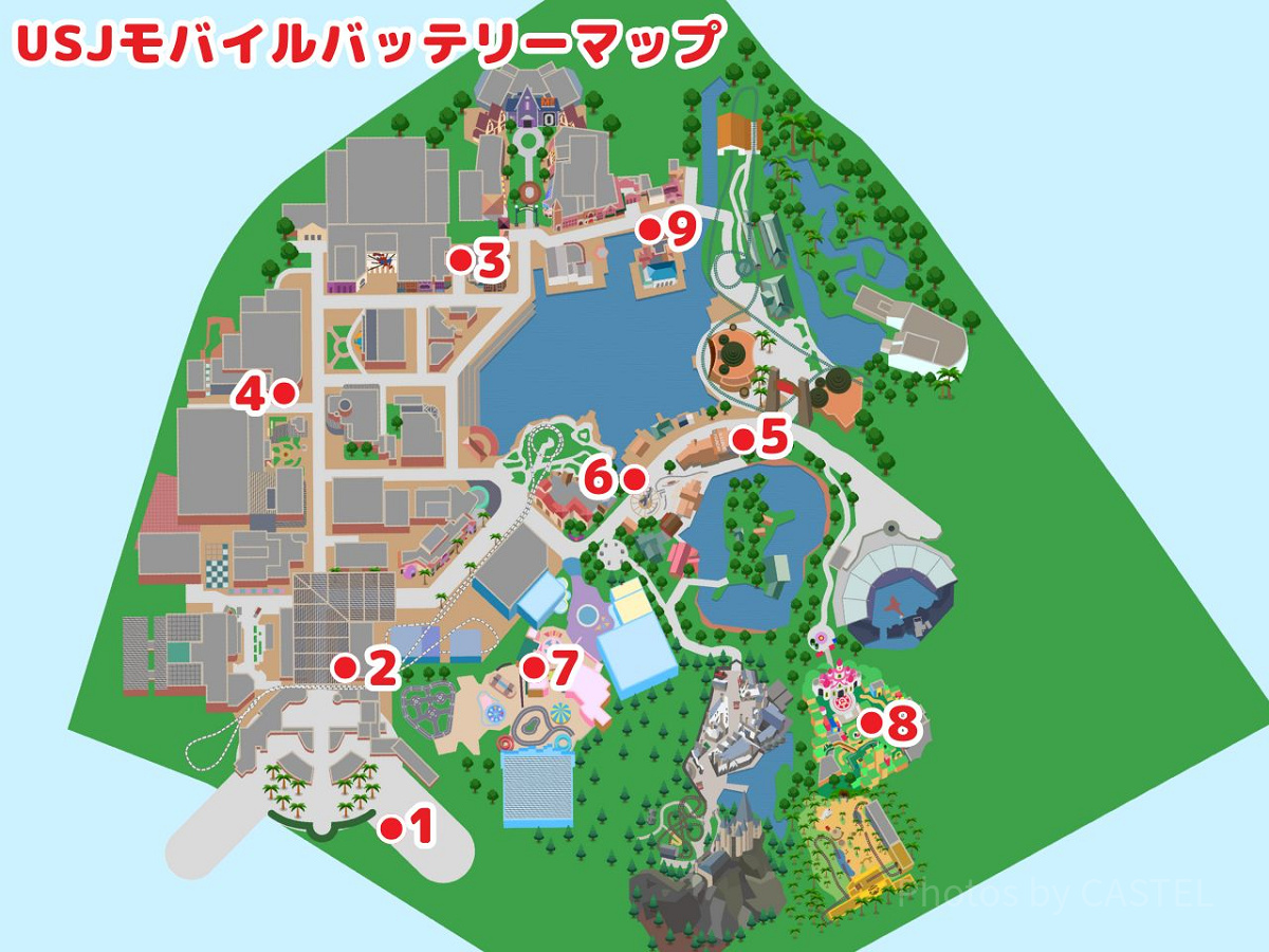 USJ内のモバイルバッテリーMAP（地図）