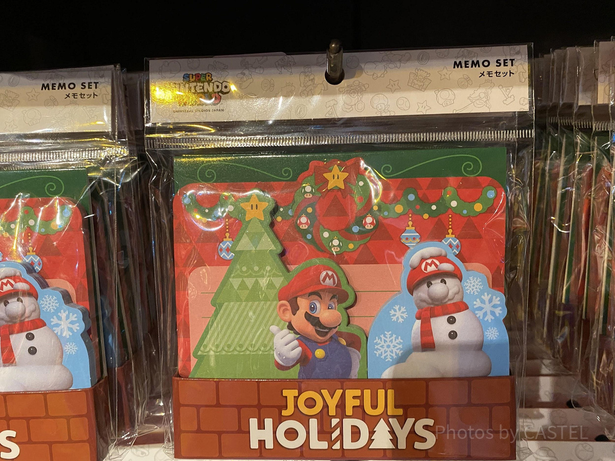 マリオのメモセット（クリスマスツリー、雪だるま）／USJクリスマス