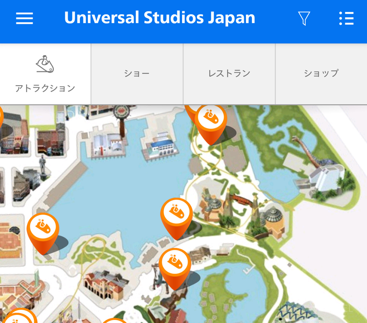 USJ公式アプリのパークマップ