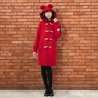 ディズニーハリスツイードダッフルコート(レッド)