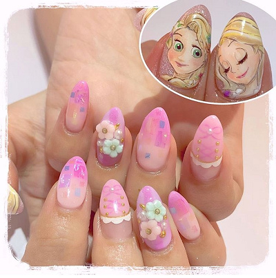 ディズニープリンセスネイル⑧ラプンツェル