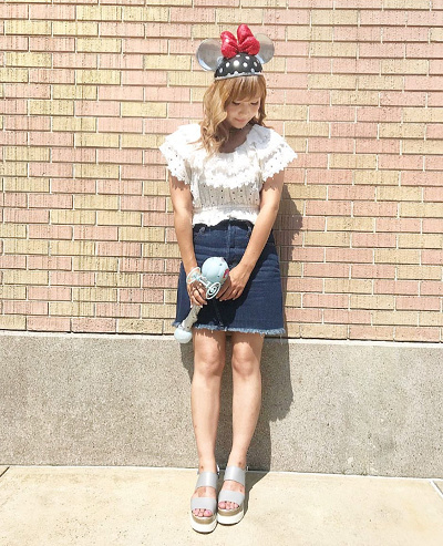 ドットミニーイヤーハットコーデ（ブラック）