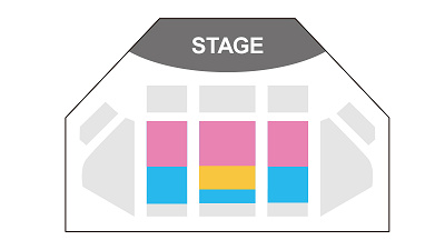 （2025/7/2〜9/15）クラブマウスビートのプレミアアクセス鑑賞エリア（青色）※オレンジ色はファンダフルディズニー席