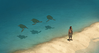 度々人間の前に現れるアカウミガメ／レッドタートル