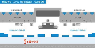 羽田空港第1ターミナル6番乗り場のマップ