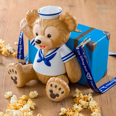 青いトランクケースデザインのポップコーンバケット