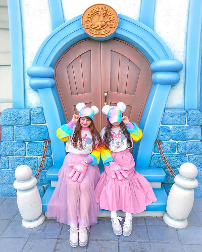 ディズニーミニーファンキャップ水色 ポンポン