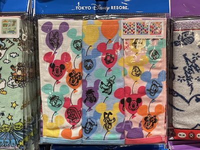 ディズニーランドお土産ランキング15位：ミッキーバルーンのミニタオル3枚セット