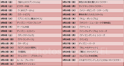 2019年3月のディズニーバウンド・チャレンジのテーマ一覧