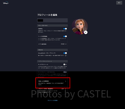 ディズニープラス：プロフィール編集