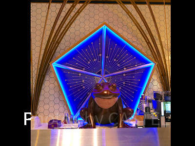 カウンター奥にいる蛙チョコレート