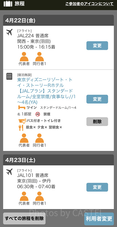 選択内容の確認（JAL）