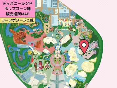 ディズニーランドのポップコーン:販売場所MAP(コーンポタージュ味)