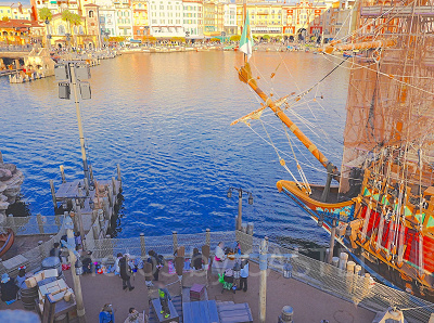 ディズニーシーのビリーヴ〜シー・オブ・ドリームス〜鑑賞場所：フォートレス内からの景色