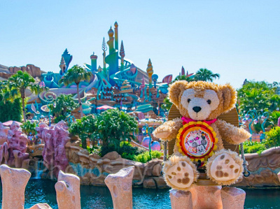 ダッフィーのぬいぐるみを相棒に