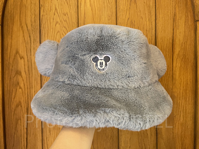ミッキー耳付きふわふわバケットハット(ブルーグレー)