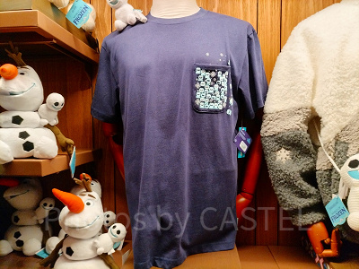 香港ディズニーアナ雪グッズ:ポケット付きTシャツ(ネイビー)