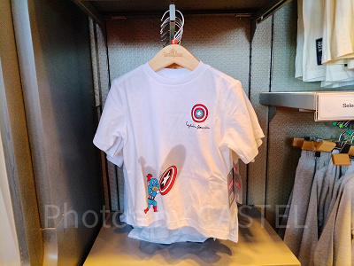 香港ディズニーマーベルグッズ：キャプテンアメリカの白Tシャツ