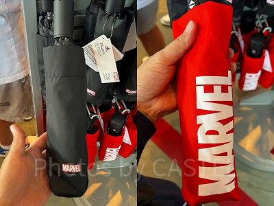 香港ディズニーマーベルグッズ：マーベルの折り畳み傘（黒／赤）