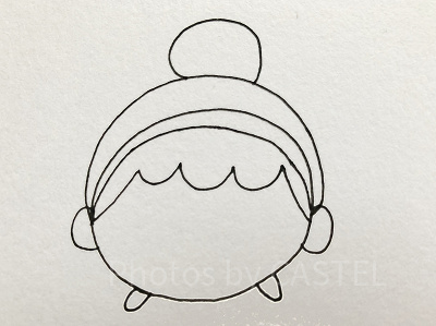 シンデレラ書き方⑥顔の斜め下に足を描く