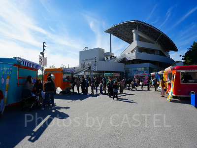 神戸須磨シーワールド：広場にある複数のワゴン