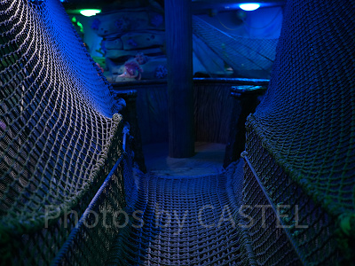 ロープアスレチックから海藻の迷路を見下ろした所