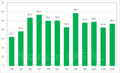 マーメイドラグーンシアターの月別平均待ち時間