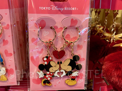 ミッキー&ミニーのペアキーチェーン(ペアハート)
