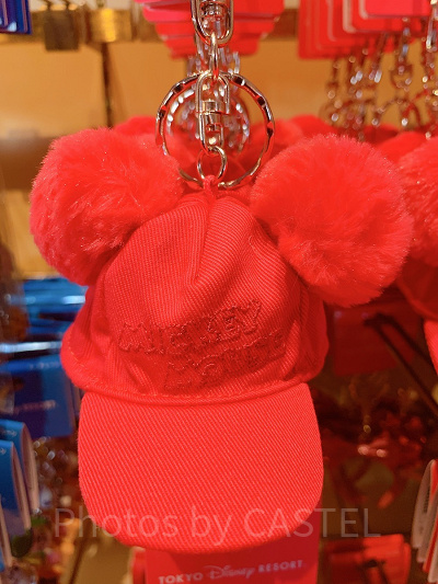 ミッキーポンポンキャップキーチェーン（ピンク）