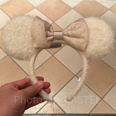 ミニーリボンモヘアカチューシャ（白）