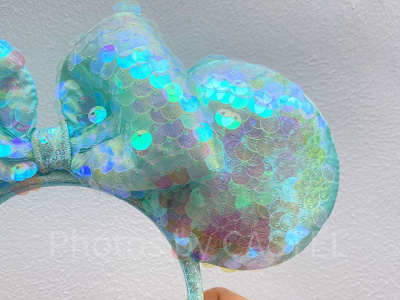 ミニースパンコールカチューシャ(シーブルー)