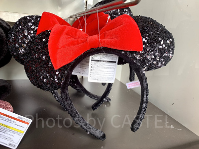 ミニースパンコールカチューシャ（ベルベットリボン／レッド）