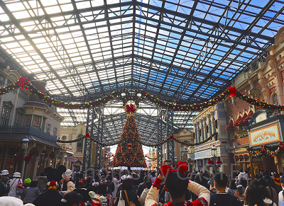 11月ディズニーランド混雑レポ：ワールドバザールのクリスマスツリー(8:20)