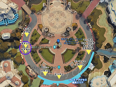 2023年のスプーキー”Boo!”パレードのフロート停止位置（1回目）
